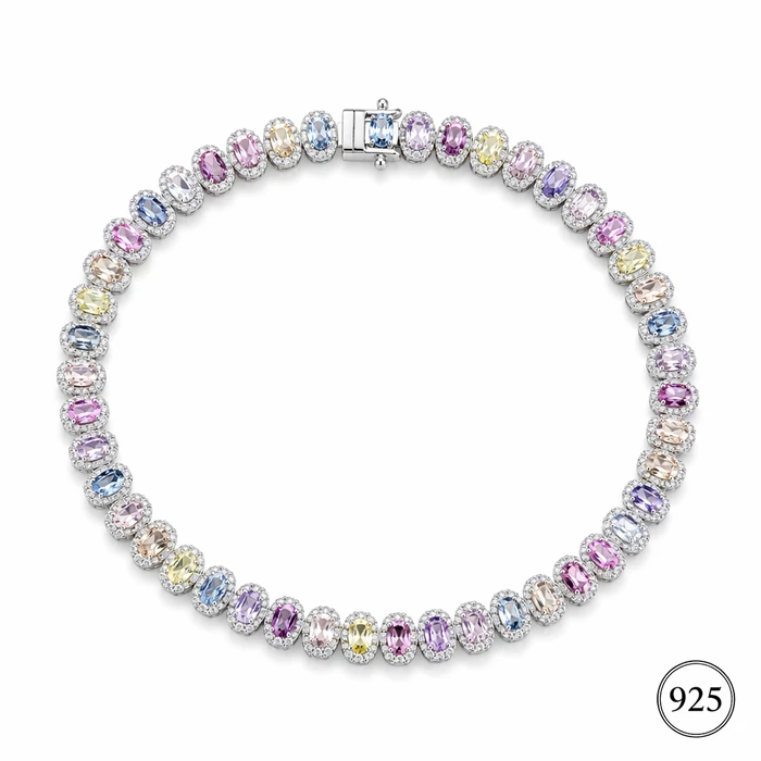 Pastel Halo Tennis Bracelet