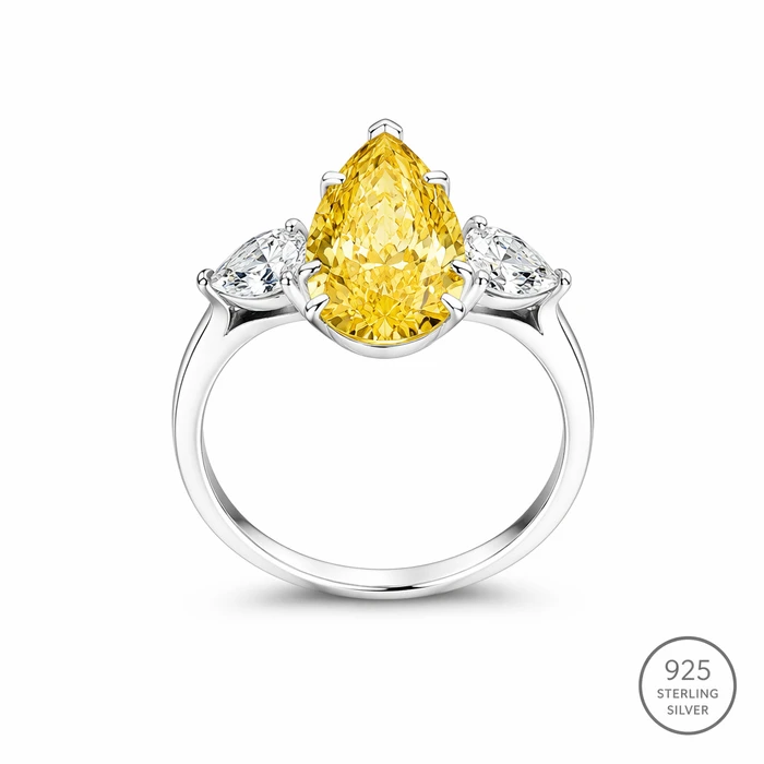 Yellow Pear Solitaire Ring
