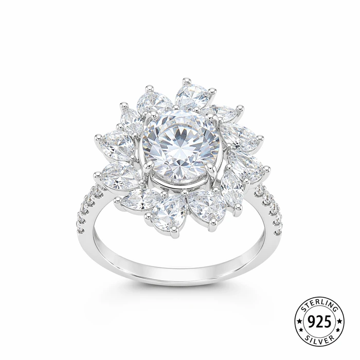 Vintage Floral Halo Ring