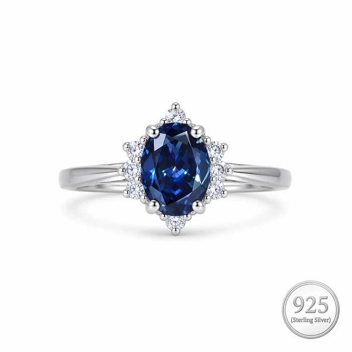 Vintage Blue Sapphire Cluster Ring