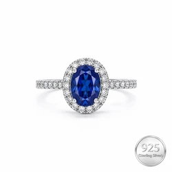 Oval Blue Sapphire Halo Ring