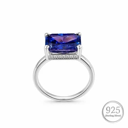 Emerald Cut Blue Sapphire Statement Ring
